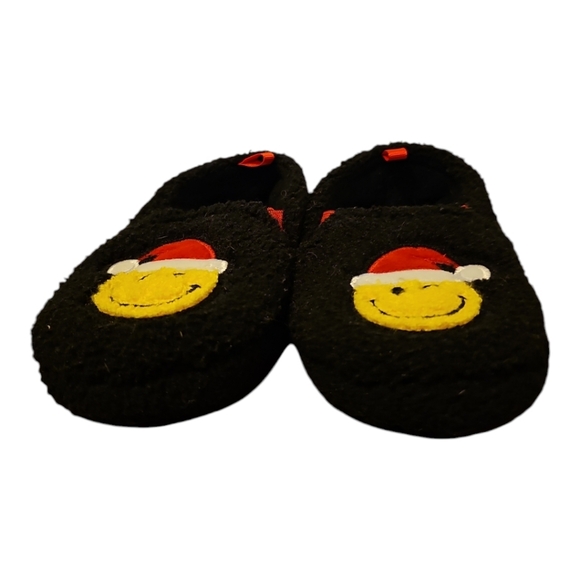 Cozy Smiley Face Kids Slippers - Black George 9-10 NWOT - Picture 5 of 8
